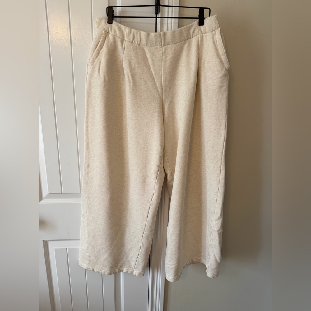 aerie Cream Wide-Leg Lounge Pants